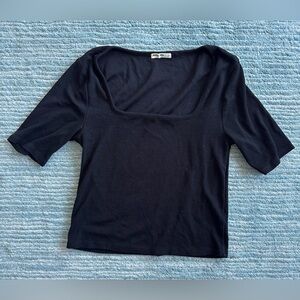Marine Layer black scoopneck ribbed top, size L